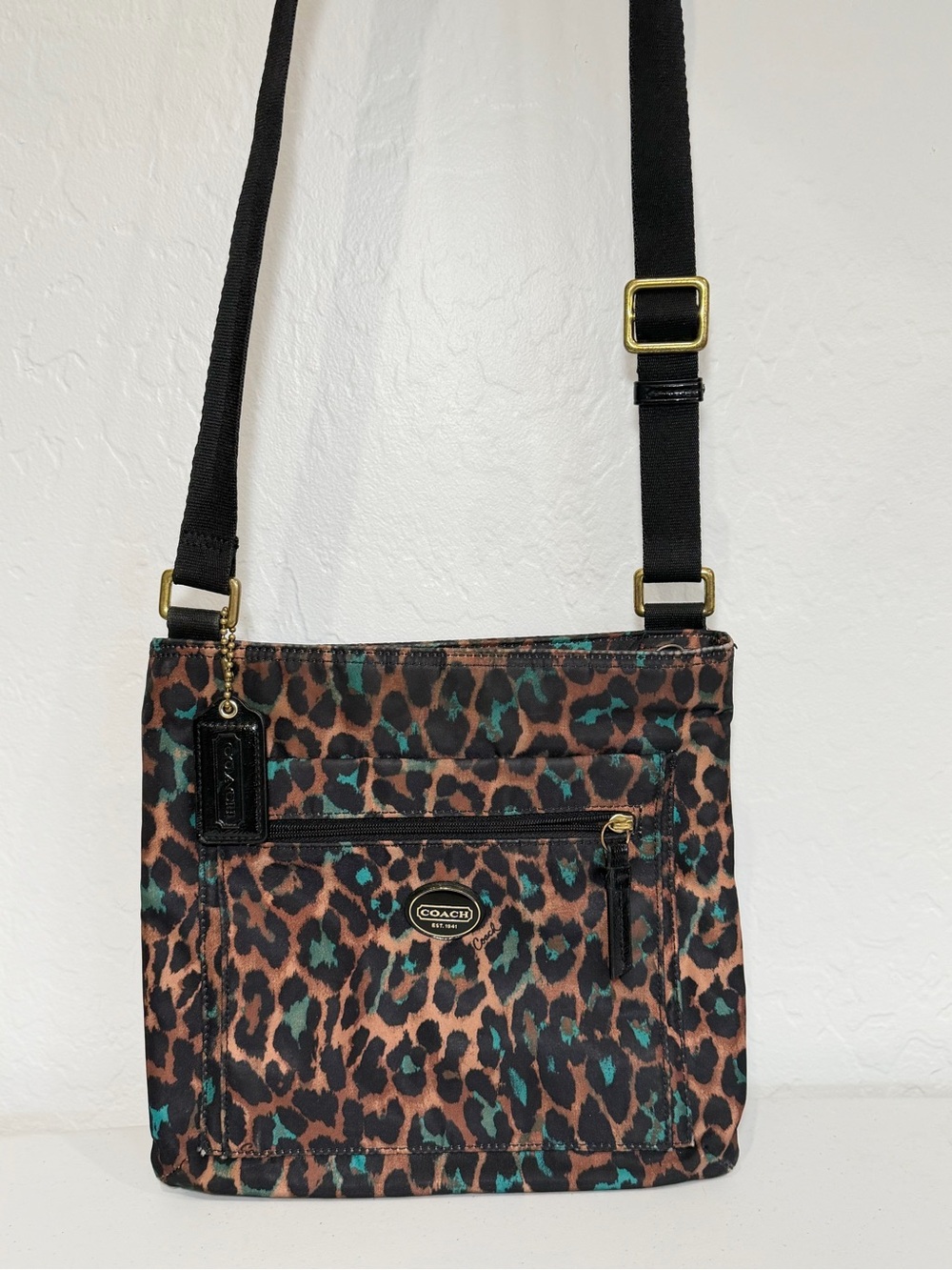 Coach Nylon Leopard Print Crossbody